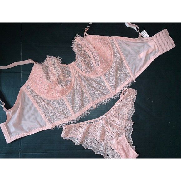 Victoria's Secret unlined 36D,36DD CORSET TOP BRA SET S Dulce de Leche orange - Picture 2 of 6